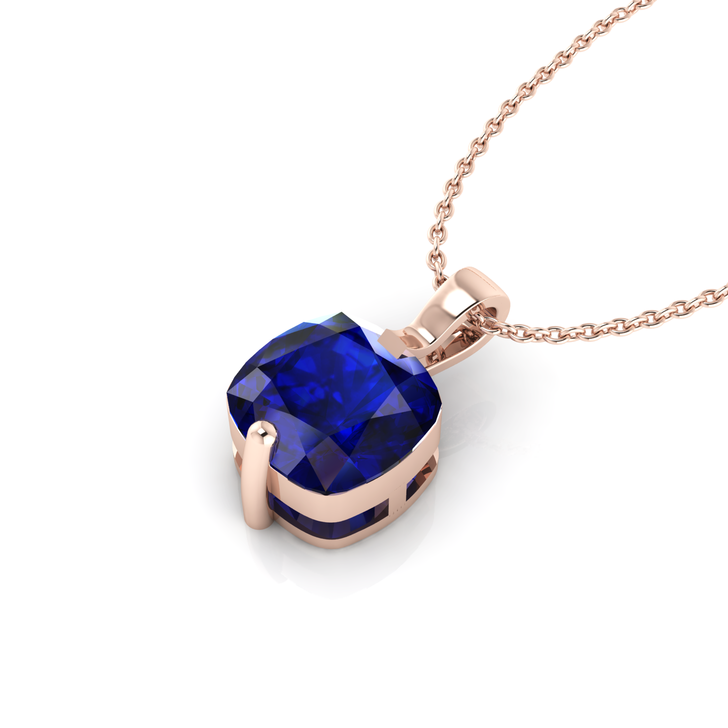 Cushion Blue Rose Gold Plated Solitaire Pendant - View 1