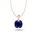 Cushion Blue Rose Gold Plated Solitaire Pendant