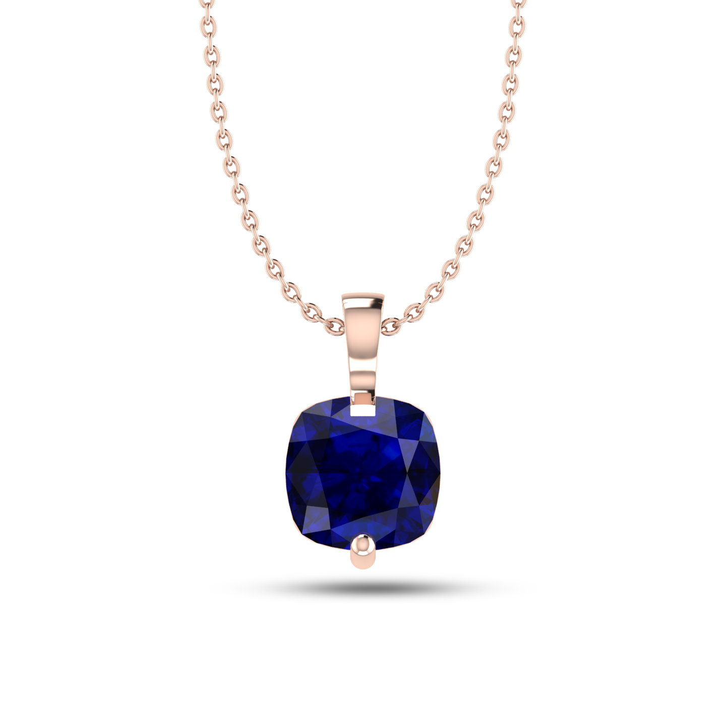 Cushion Blue Rose Gold Plated Solitaire Pendant - View 3