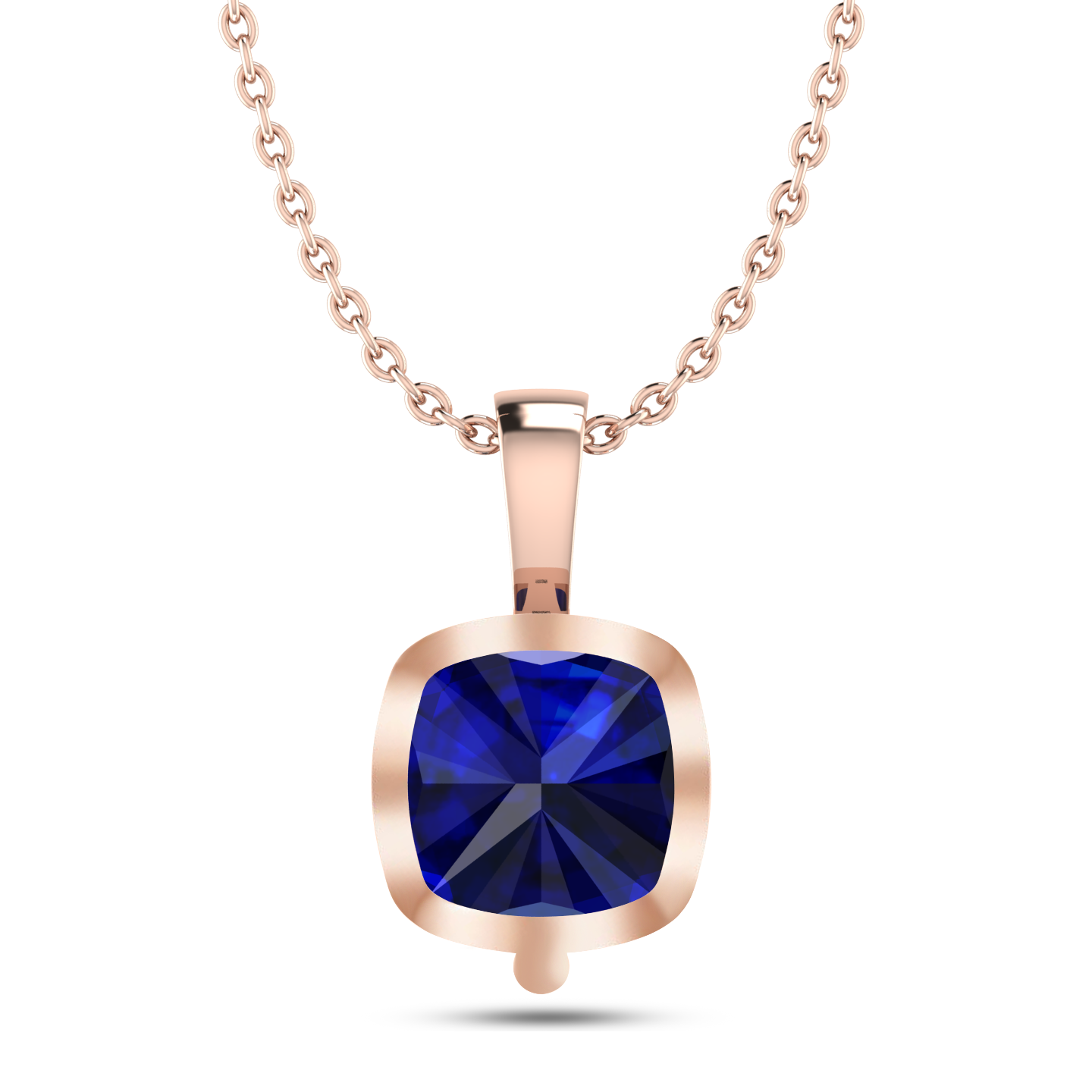 Cushion Blue Rose Gold Plated Solitaire Pendant - View 4