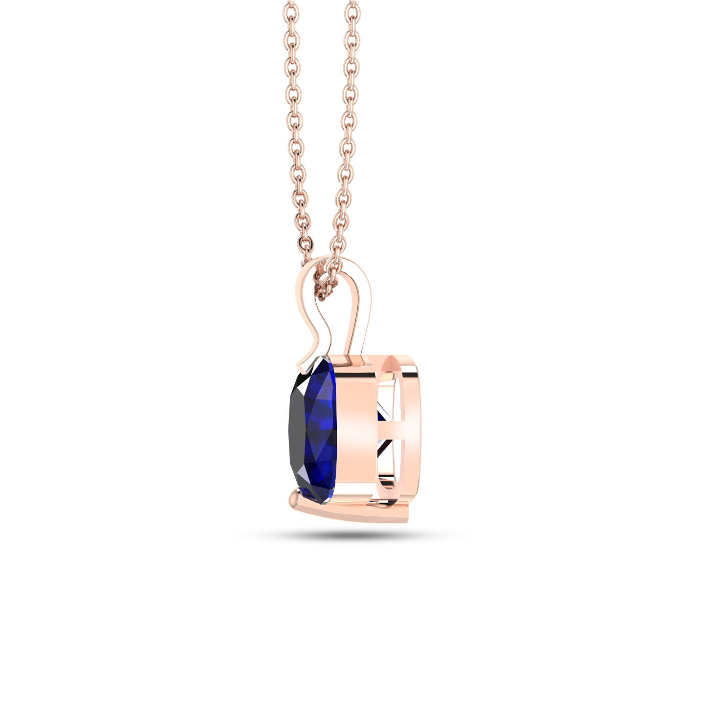 Cushion Blue Rose Gold Plated Solitaire Pendant - View 5