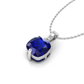 Cushion Blue Sapphire Silver Solitaire Pendant - View 1
