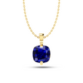Sparkling Cushion Blue Sapphire Gold Plated Pendant - View 1