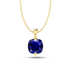 Sparkling Cushion Blue Sapphire Gold Plated Pendant - View 1