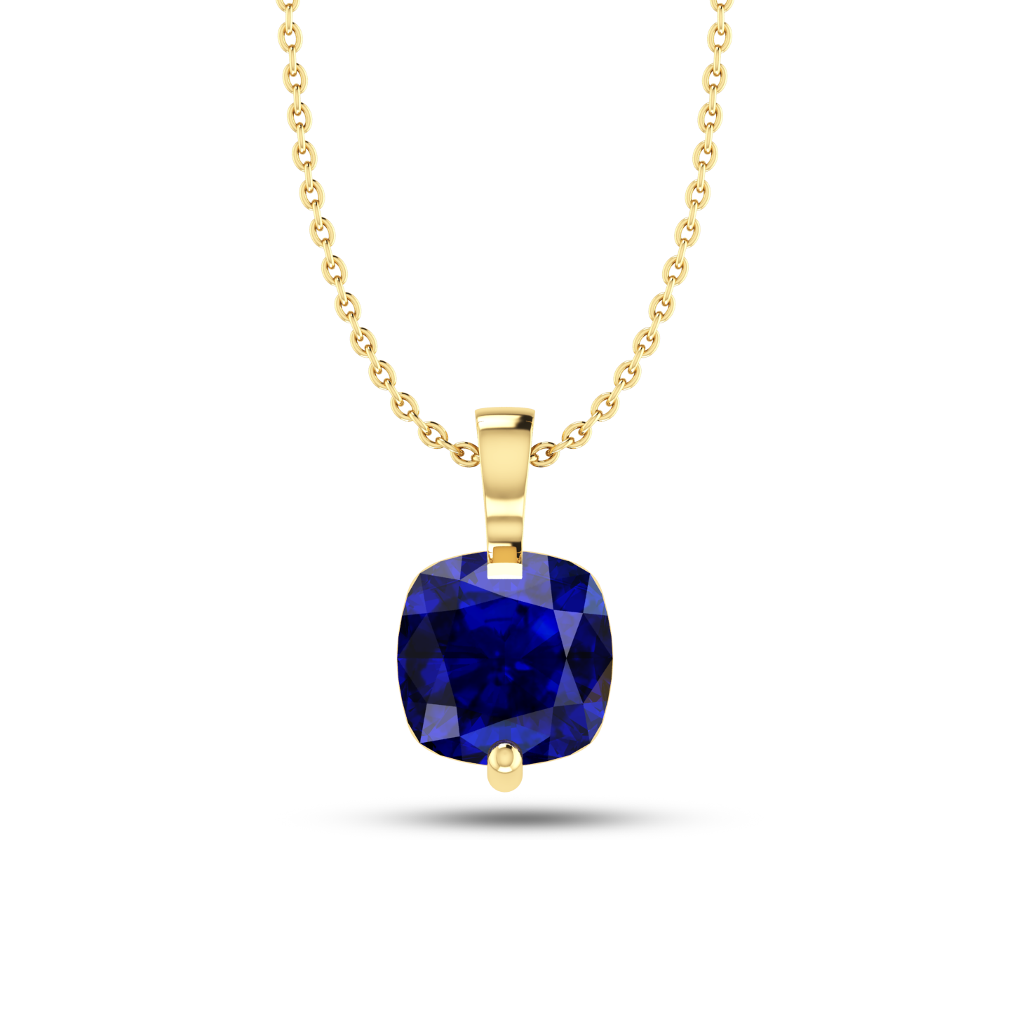 Sparkling Cushion Blue Sapphire Gold Plated Pendant - View 1
