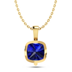 Sparkling Cushion Blue Sapphire Gold Plated Pendant - View 3