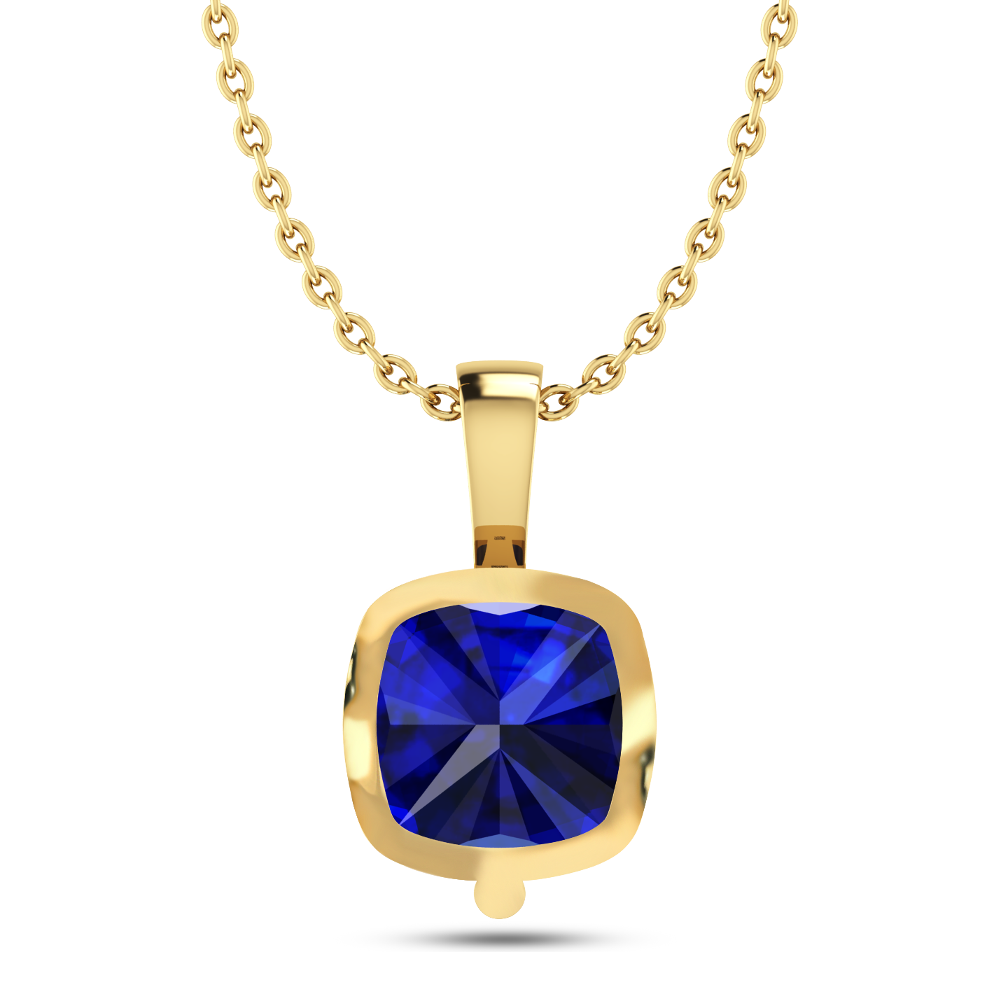 Sparkling Cushion Blue Sapphire Gold Plated Pendant - View 3