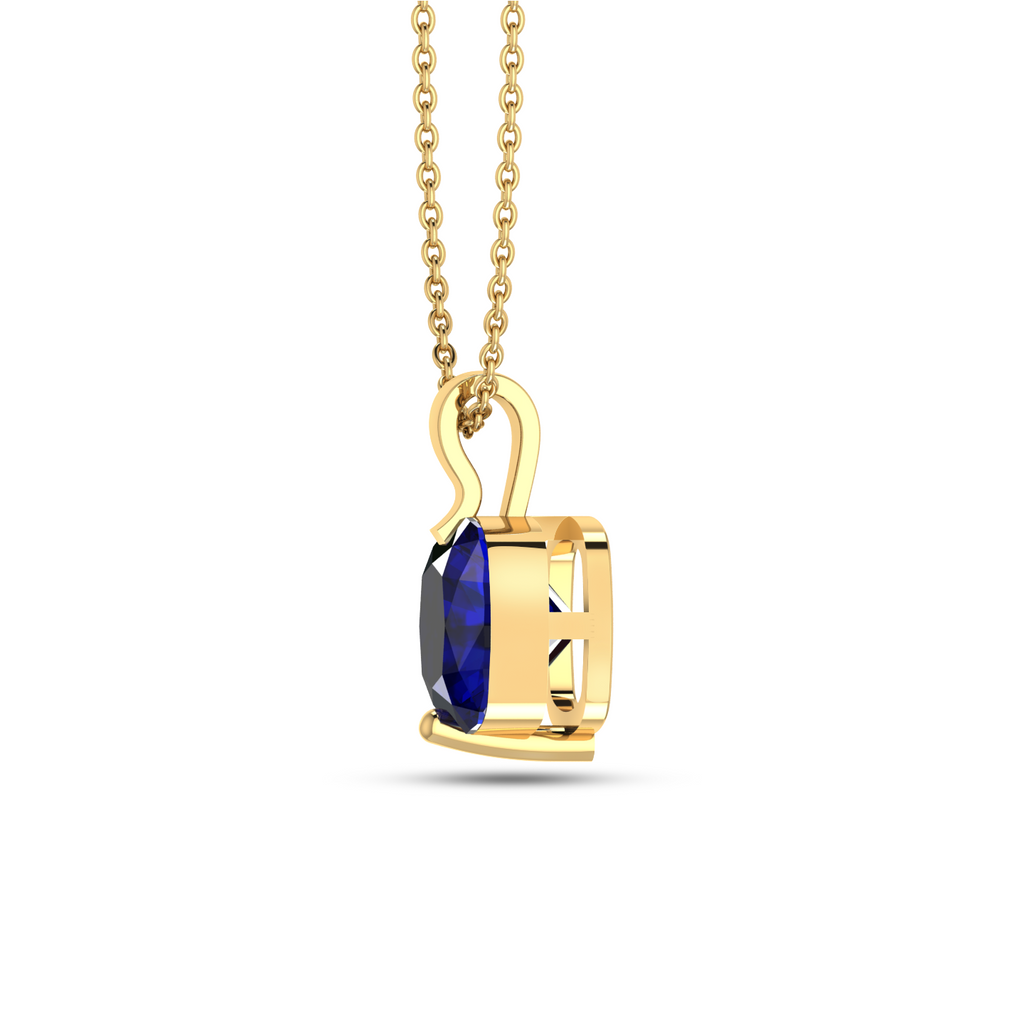 Sparkling Cushion Blue Sapphire Gold Plated Pendant - View 4