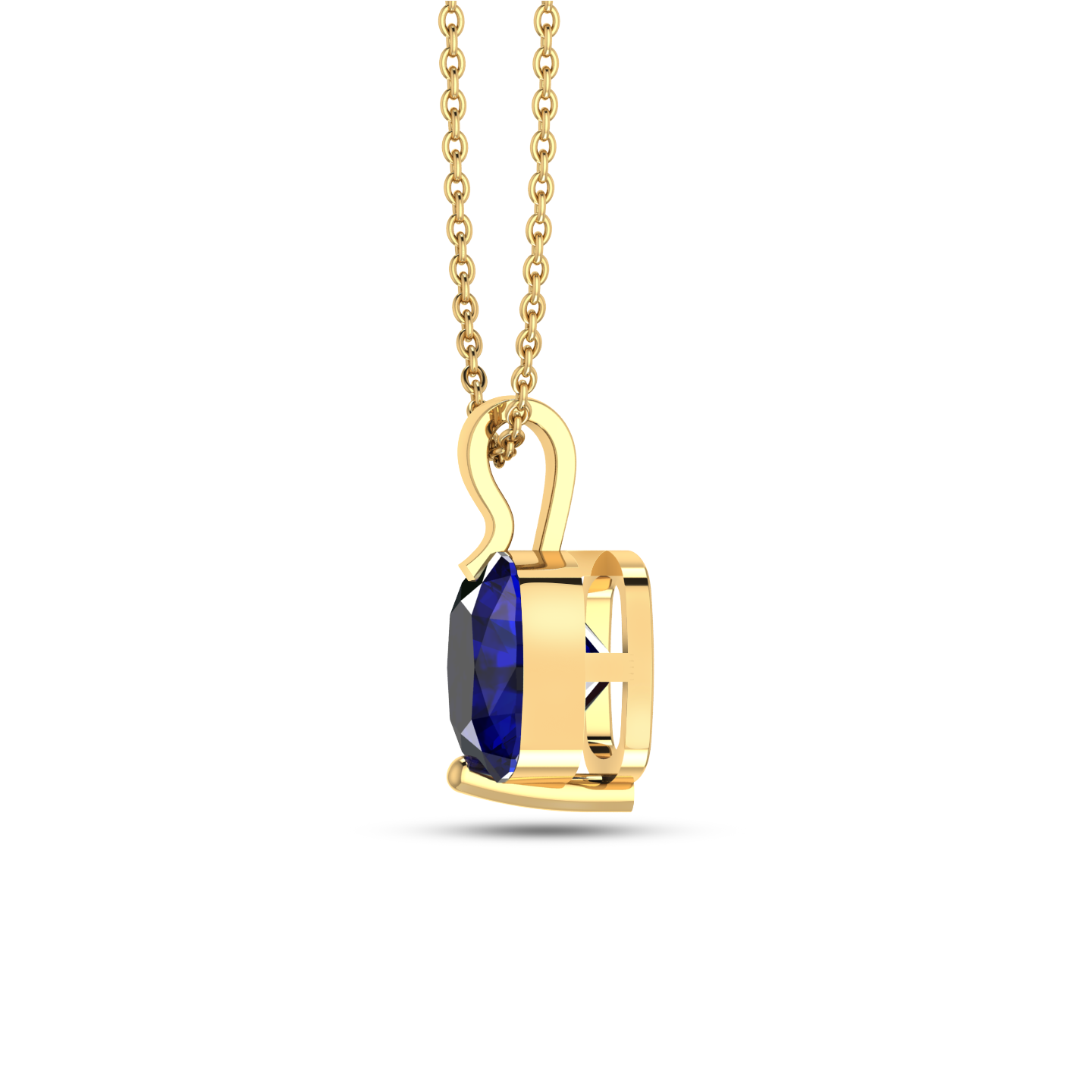 Sparkling Cushion Blue Sapphire Gold Plated Pendant - View 4