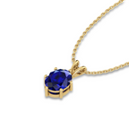 Sparkling Oval Blue Solitaire Gold Plated Halo Pendant - View 1