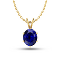 Sparkling Oval Blue Solitaire Gold Plated Halo Pendant