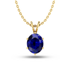 Sparkling Oval Blue Solitaire Gold Plated Halo Pendant - View 3