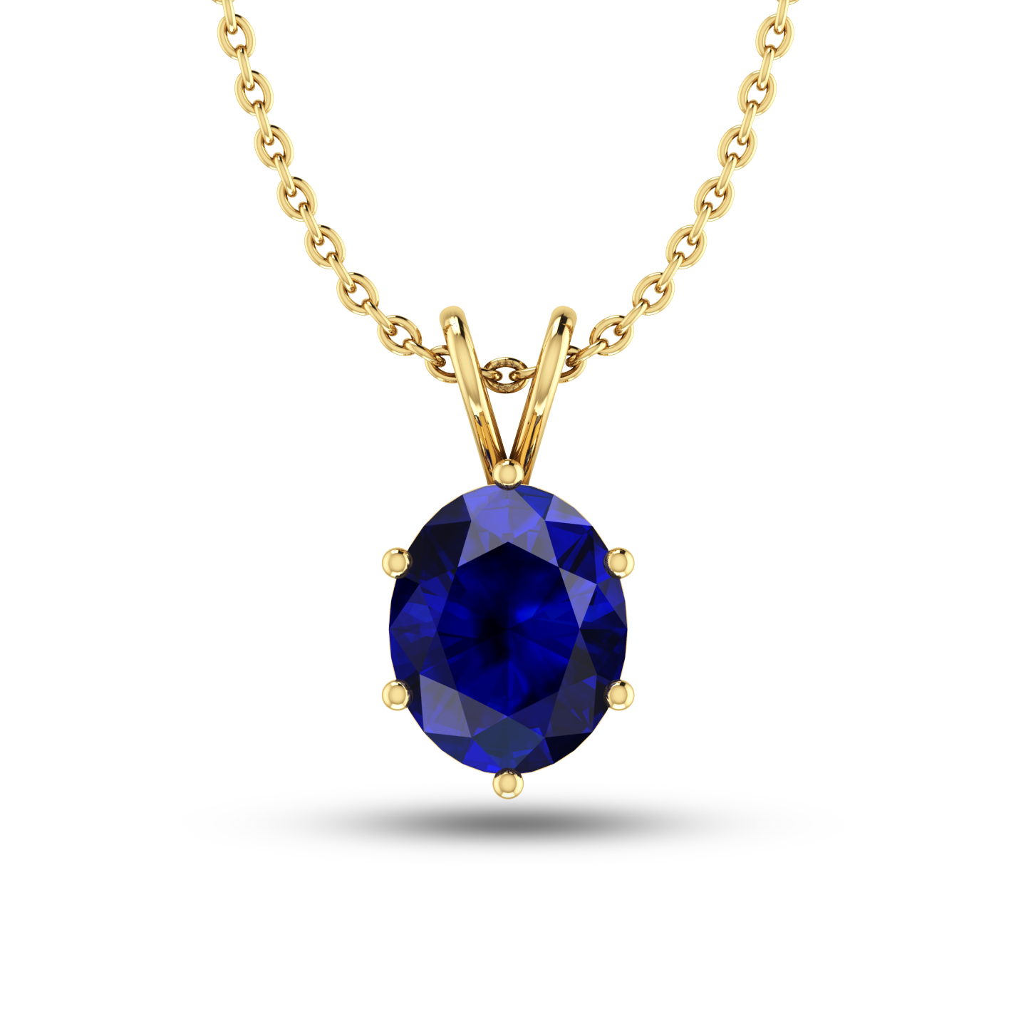 Sparkling Oval Blue Solitaire Gold Plated Halo Pendant - View 3