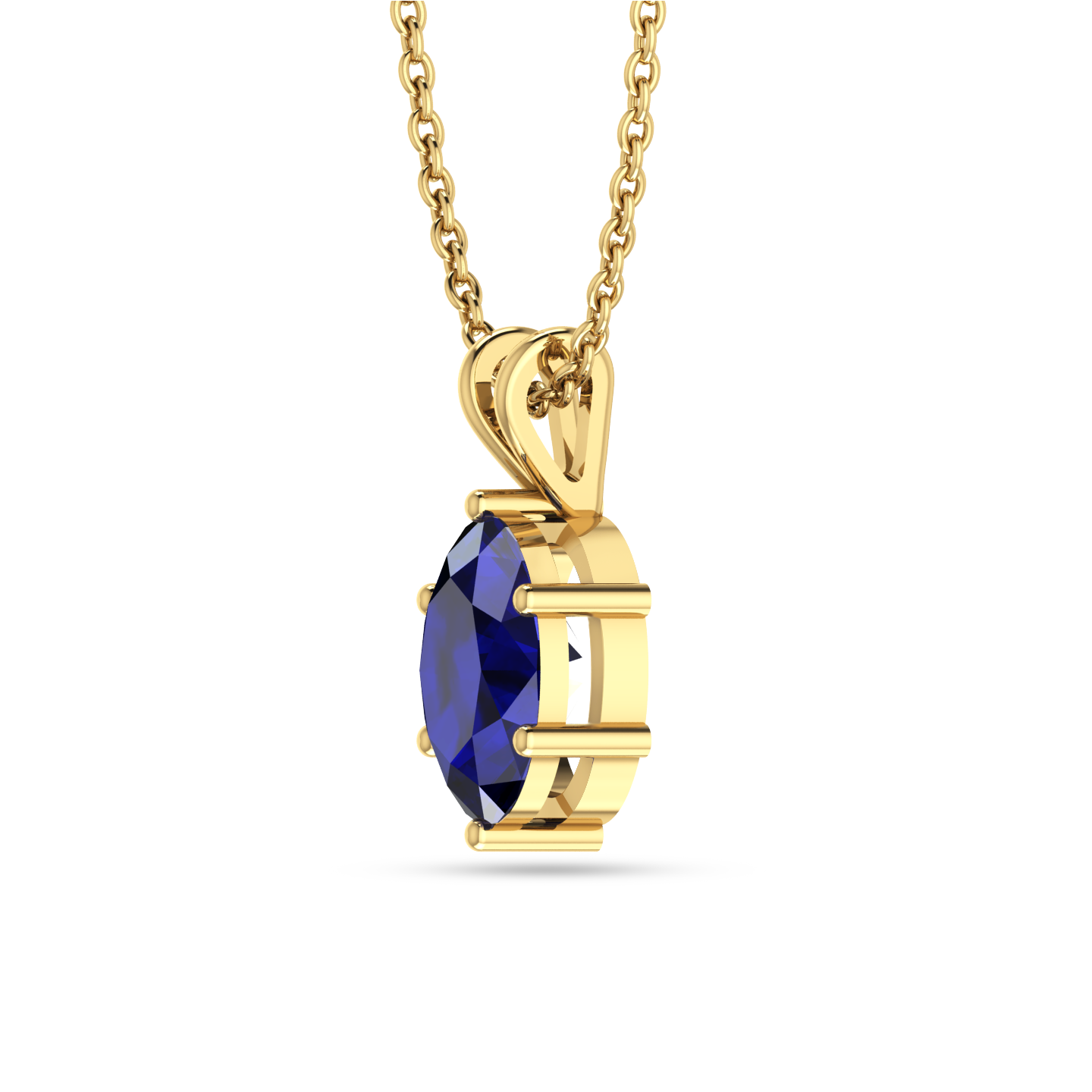 Sparkling Oval Blue Solitaire Gold Plated Halo Pendant - View 4