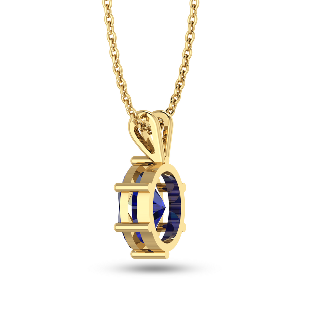 Sparkling Oval Blue Solitaire Gold Plated Halo Pendant - View 5
