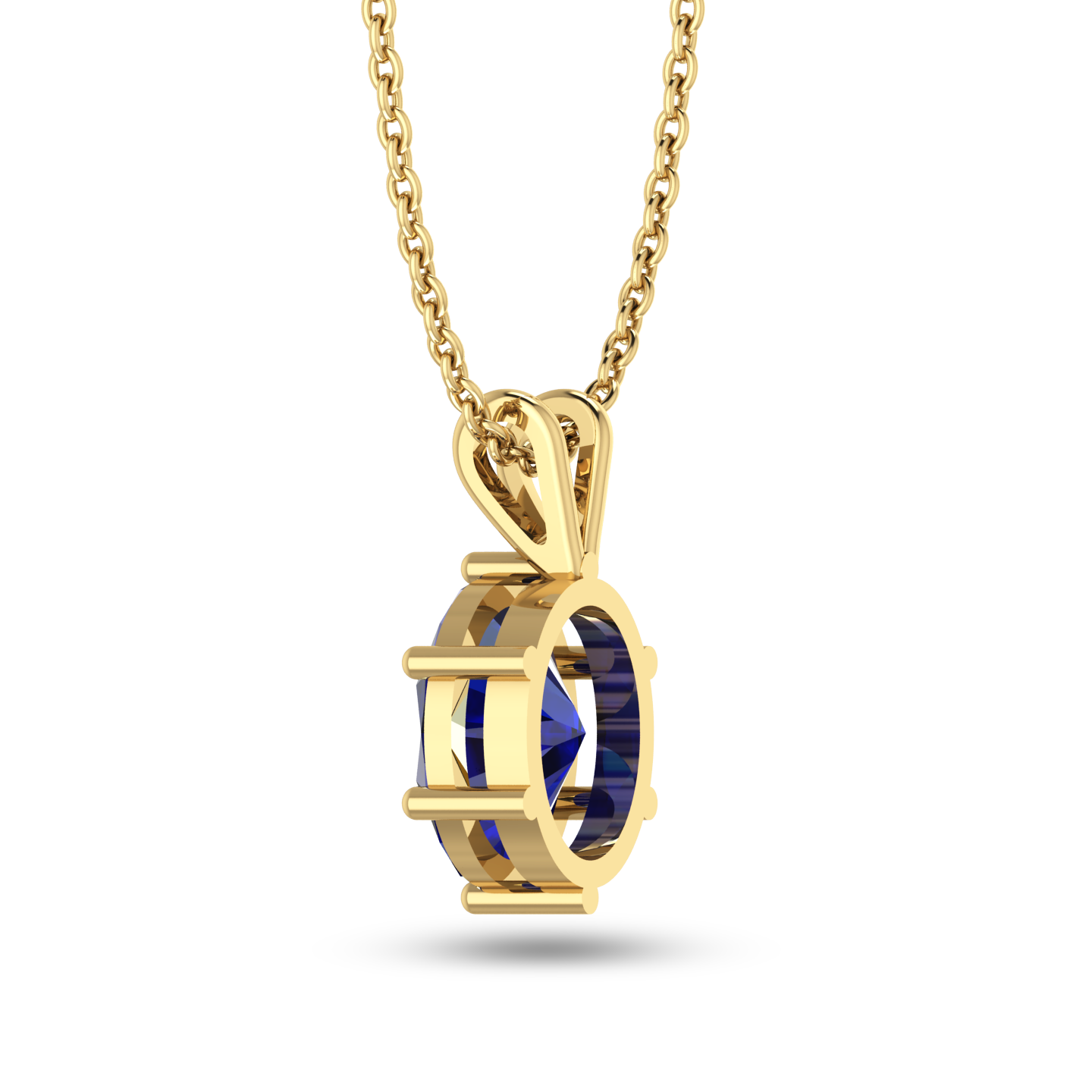 Sparkling Oval Blue Solitaire Gold Plated Halo Pendant - View 5