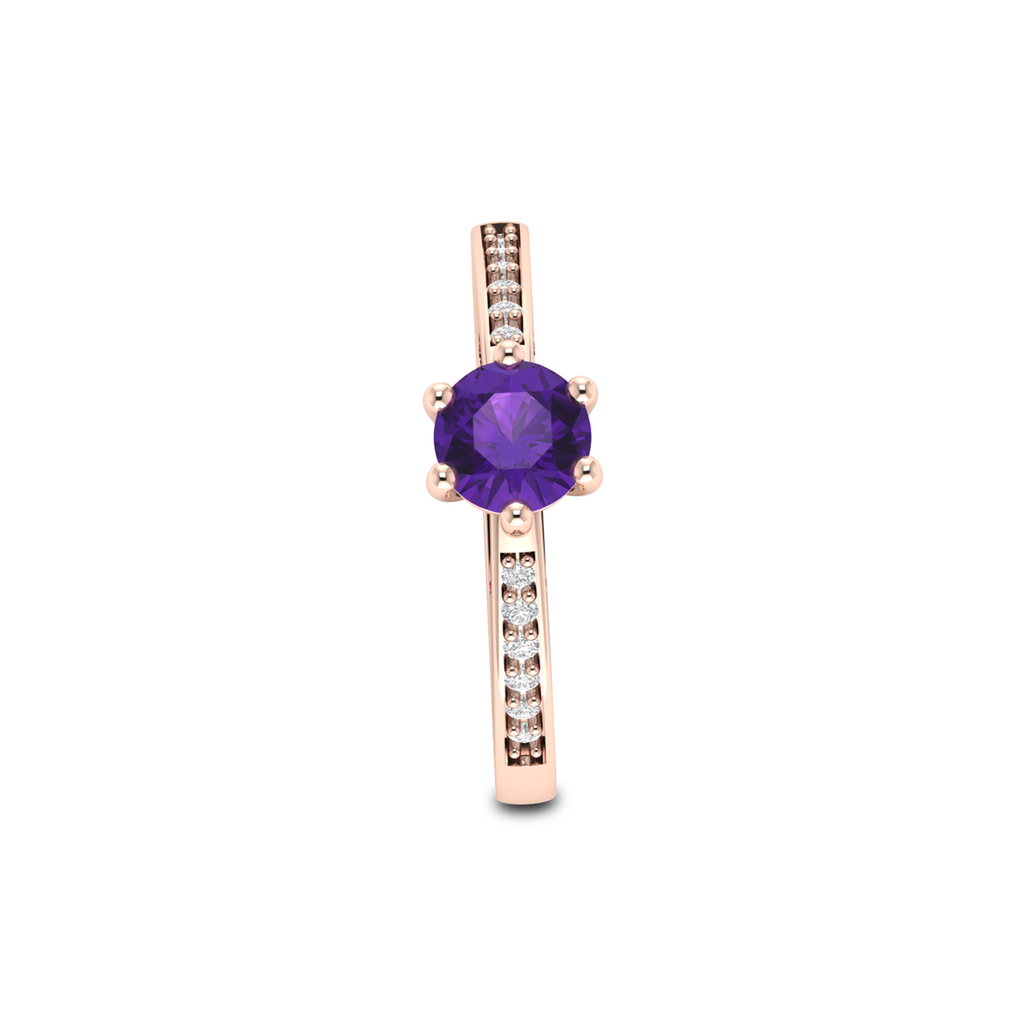 Round Cut Blue Sapphire September Enhanced Rose Gold Plated Ring