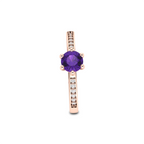 Round Cut Blue Sapphire September Enhanced Rose Gold Plated Ring
