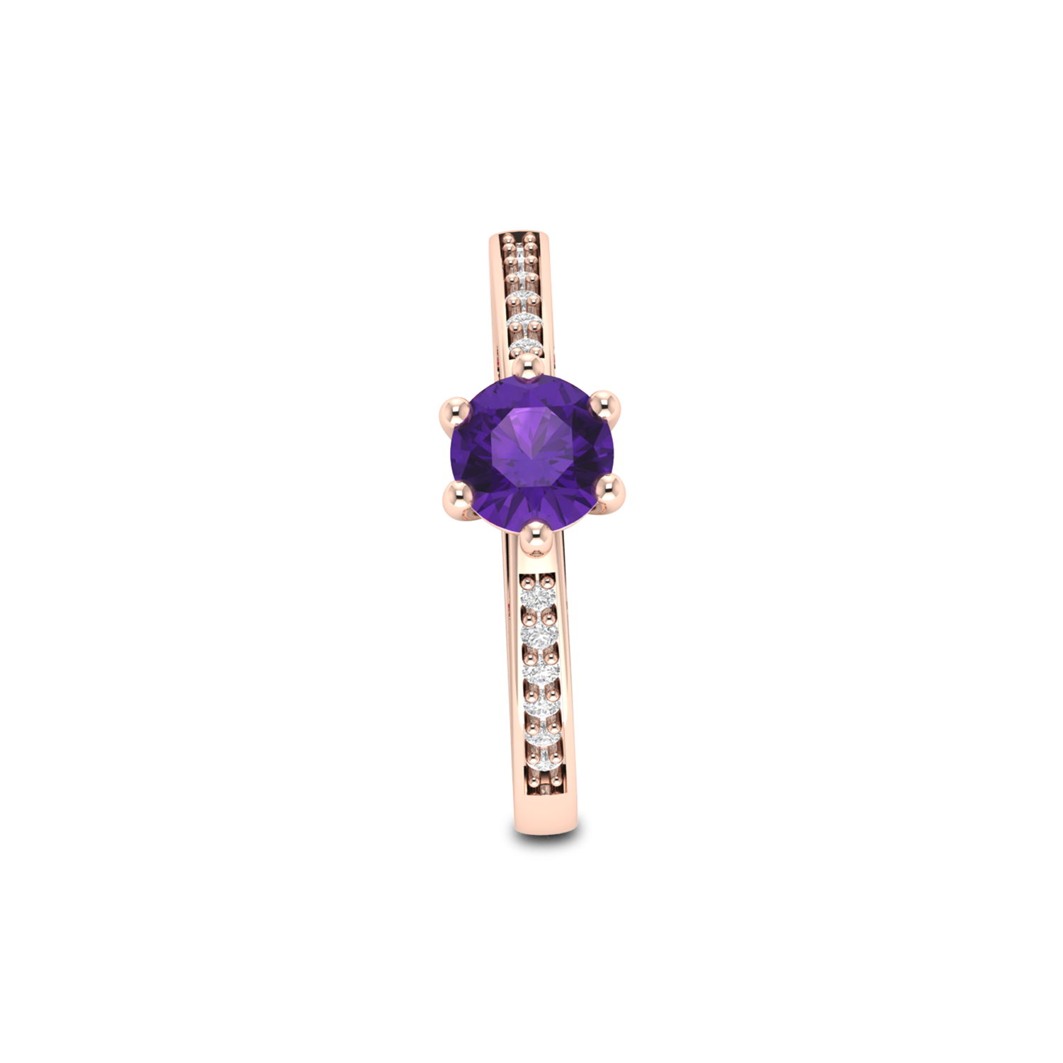 Round Cut Blue Sapphire September Enhanced Rose Gold Plated Ring