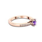 Round Cut Blue Sapphire September Enhanced Rose Gold Plated Ring
