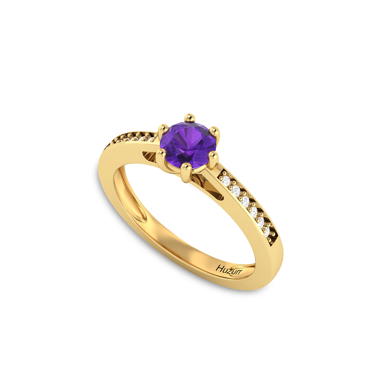Blue Round Blue Sapphire September Enhanced Gold Plated Ring