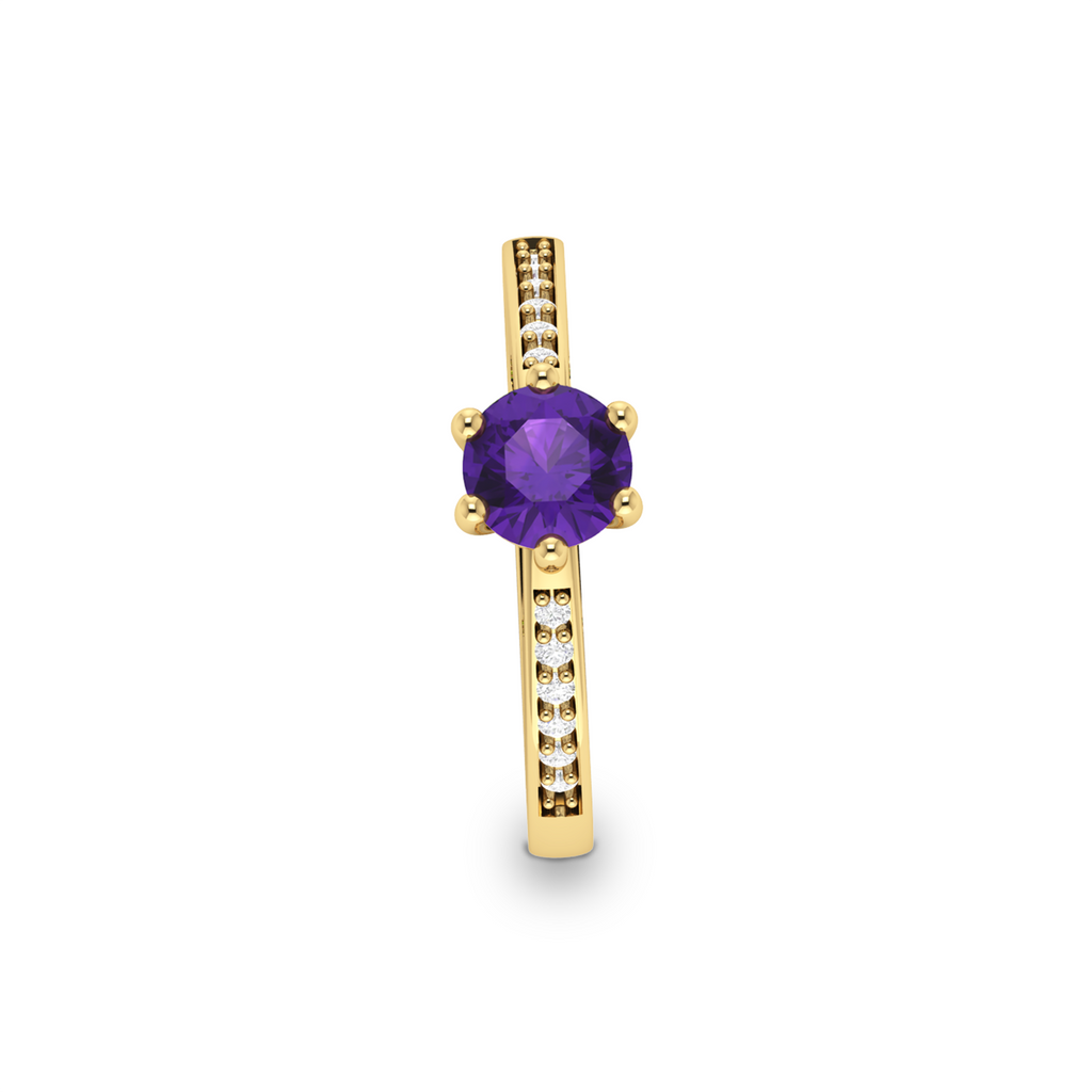 Blue Round Blue Sapphire September Enhanced Gold Plated Ring