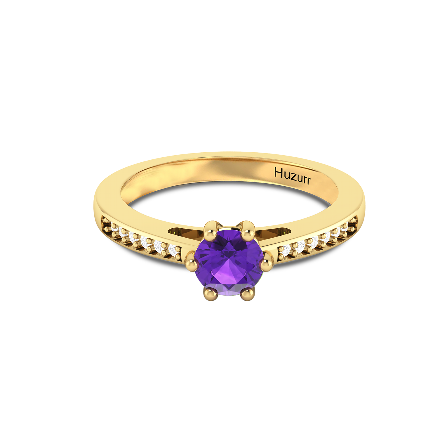 Blue Round Blue Sapphire September Enhanced Gold Plated Ring