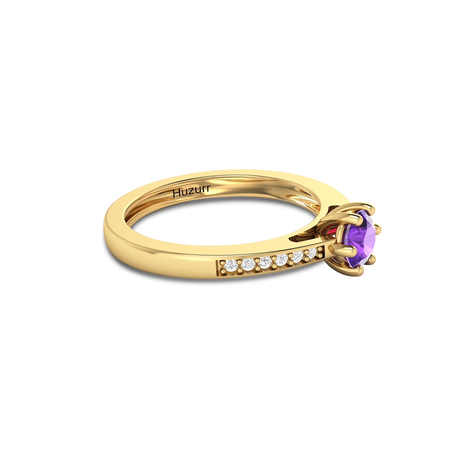 Blue Round Blue Sapphire September Enhanced Gold Plated Ring