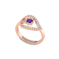 Carved Diamond Rose Gold Plated Ring in Blue Sapphire