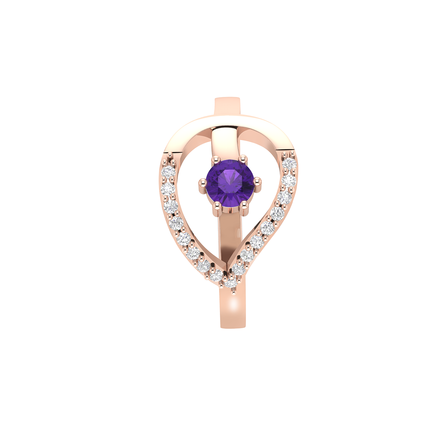 Carved Diamond Rose Gold Plated Ring in Blue Sapphire