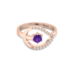 Carved Diamond Rose Gold Plated Ring in Blue Sapphire