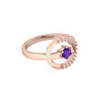 Carved Diamond Rose Gold Plated Ring in Blue Sapphire