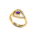 Carved Diamond Gold Plated Ring in Blue Sapphire