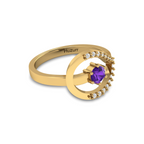 Carved Diamond Gold Plated Ring in Blue Sapphire