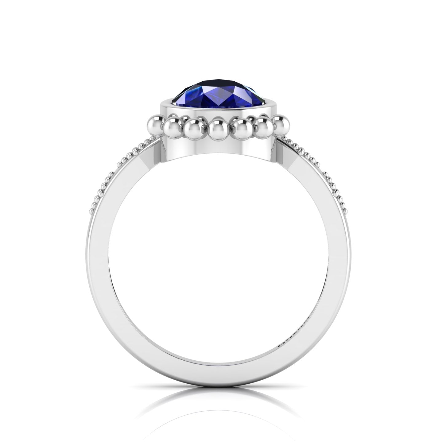 Enchanting Blue Sapphire Pear Halo Silver Ring