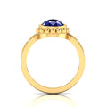 Enchanting Blue Sapphire Pear Halo Gold Plated Ring