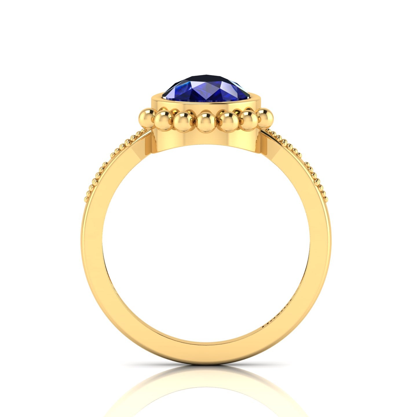 Enchanting Blue Sapphire Pear Halo Gold Plated Ring