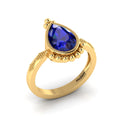 Enchanting Blue Sapphire Pear Halo Gold Plated Ring