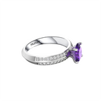Oval Sparkling Solitaire Blue Sapphire Sterling Silver Diamond Ring