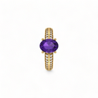 Oval Sparkling Solitaire Blue Sapphire Gold Plated Diamond Ring