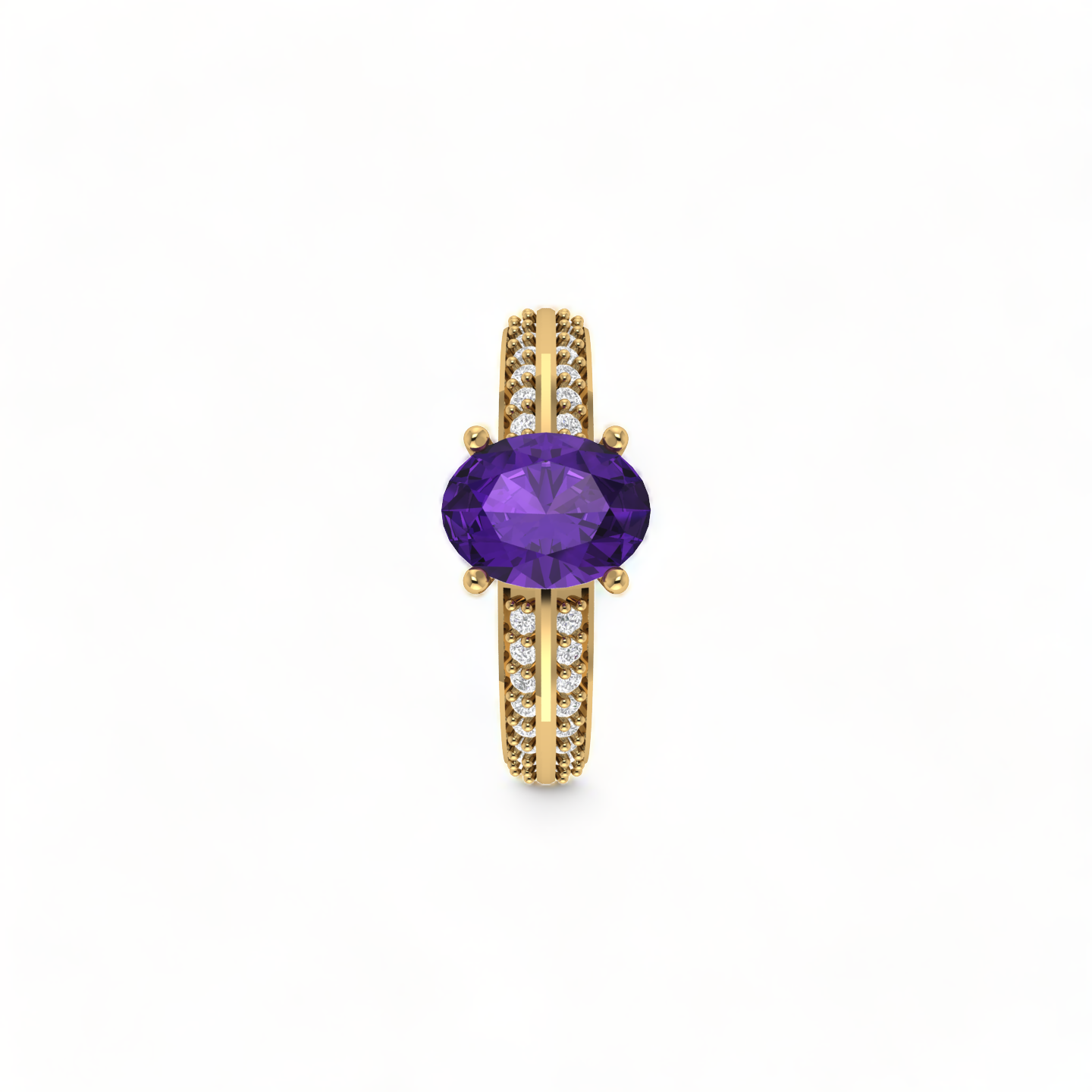 Oval Sparkling Solitaire Blue Sapphire Gold Plated Diamond Ring