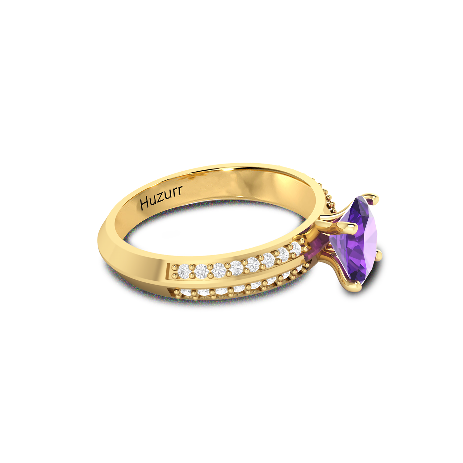 Oval Sparkling Solitaire Blue Sapphire Gold Plated Diamond Ring