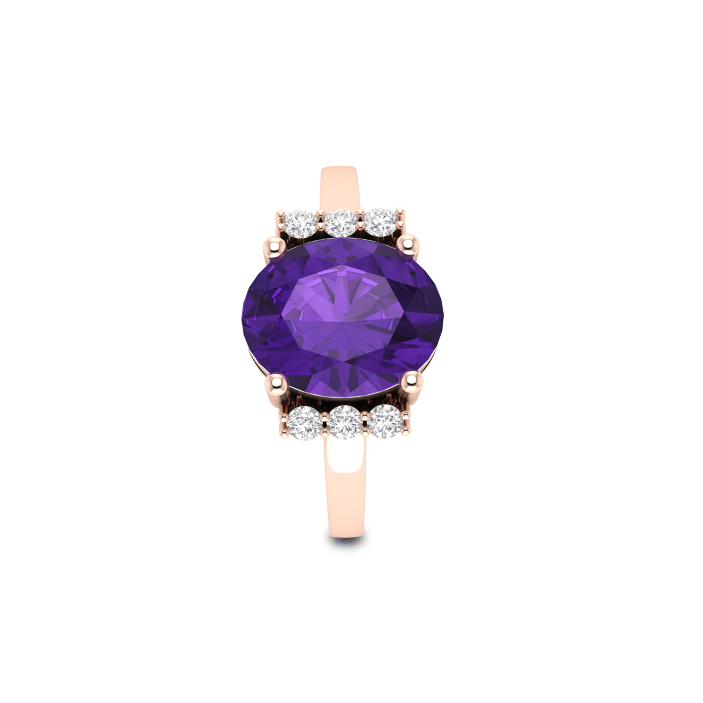 Sparkling Oval Blue Sapphire Diamond Rose Gold Plated Ring
