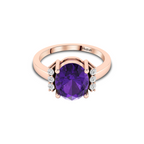 Sparkling Oval Blue Sapphire Diamond Rose Gold Plated Ring