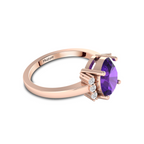 Sparkling Oval Blue Sapphire Diamond Rose Gold Plated Ring