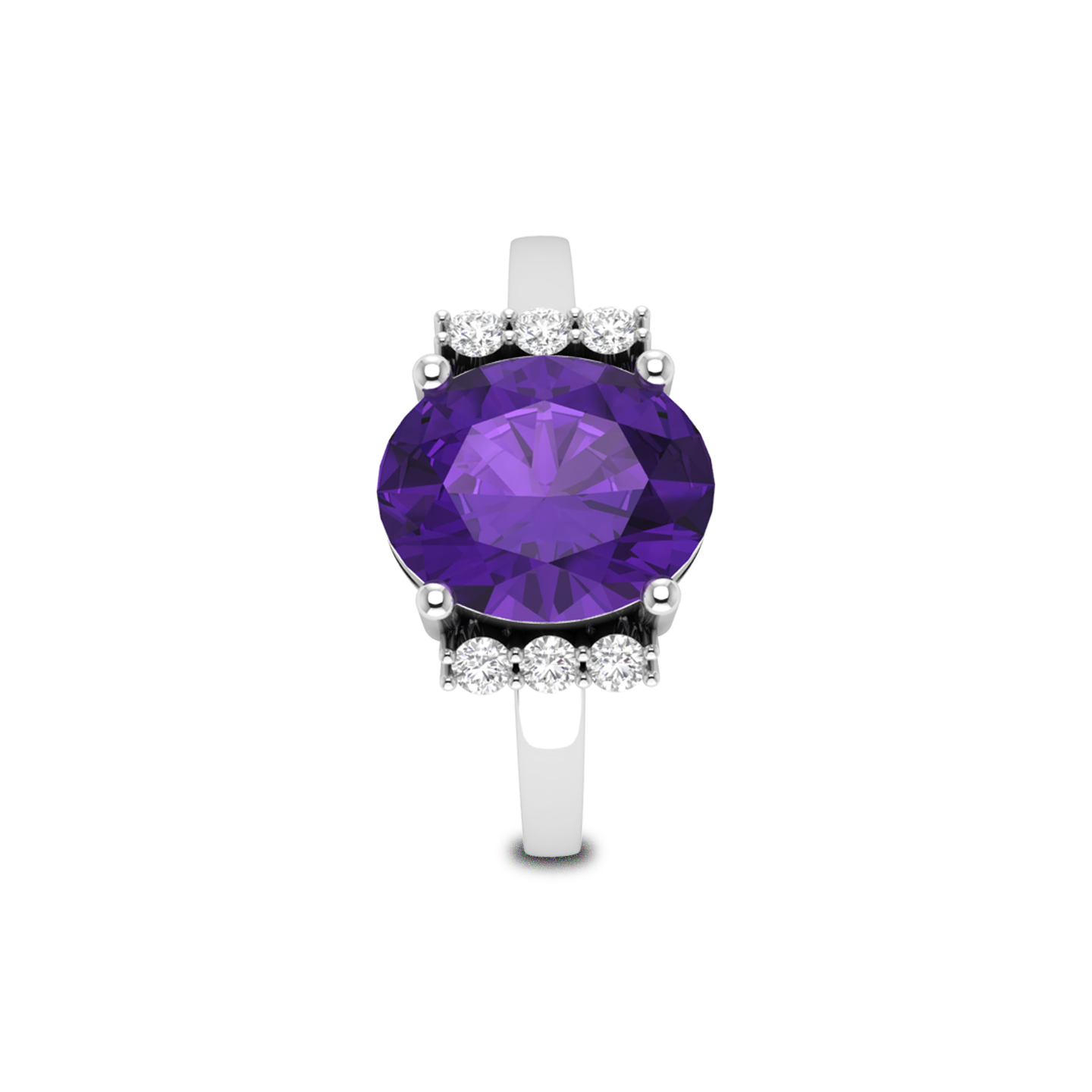 Sparkling Oval Blue Sapphire Diamond Silver Ring