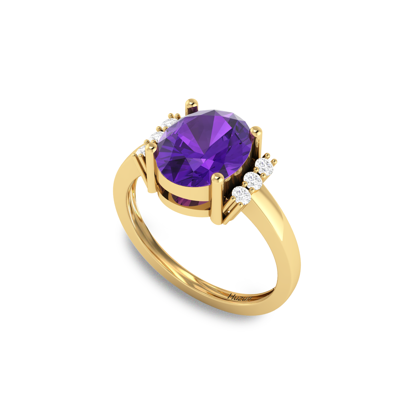 Sparkling Oval Blue Sapphire Diamond Gold Plated Ring