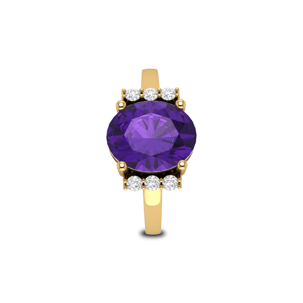 Sparkling Oval Blue Sapphire Diamond Gold Plated Ring