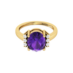 Sparkling Oval Blue Sapphire Diamond Gold Plated Ring