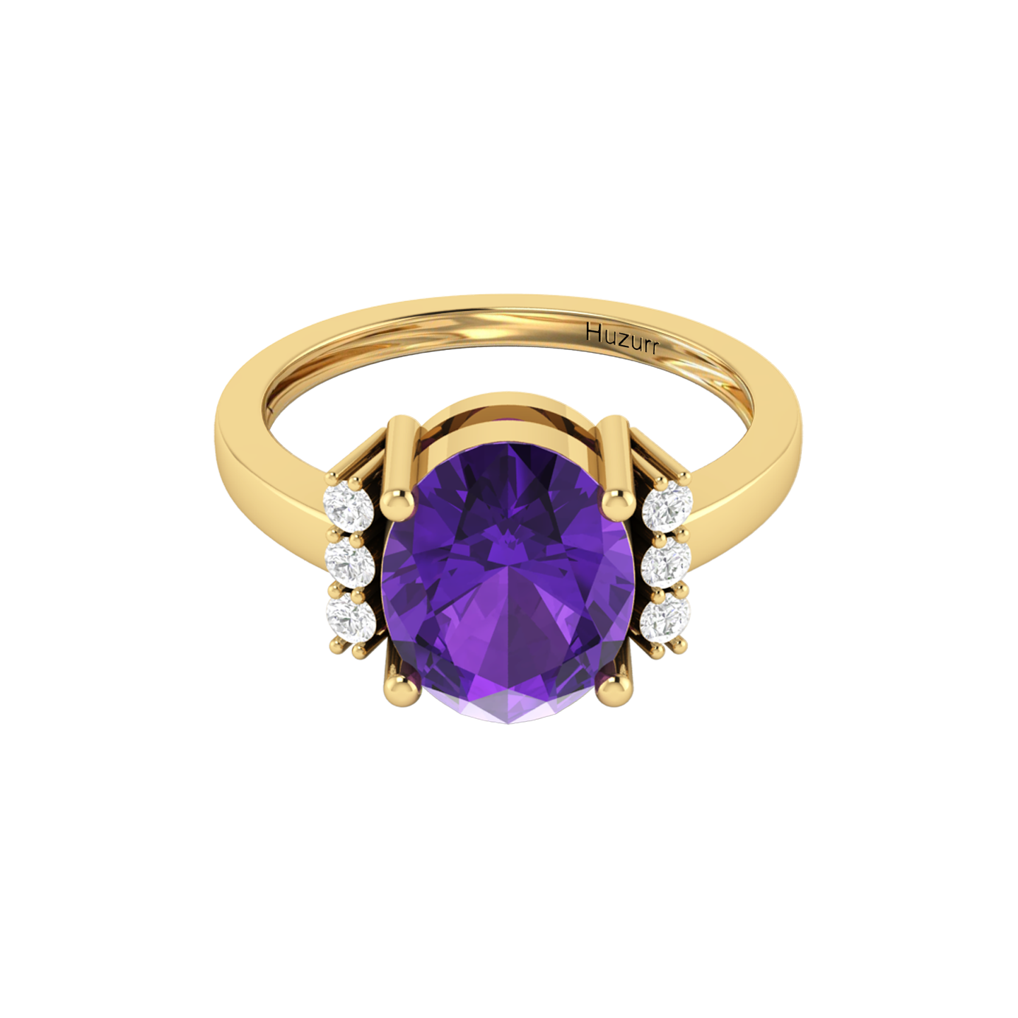 Sparkling Oval Blue Sapphire Diamond Gold Plated Ring